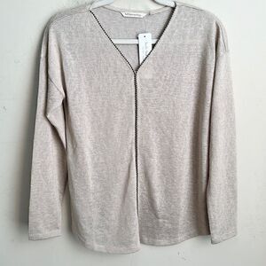 Soft Surroundings Tan Beaded Sweater XS